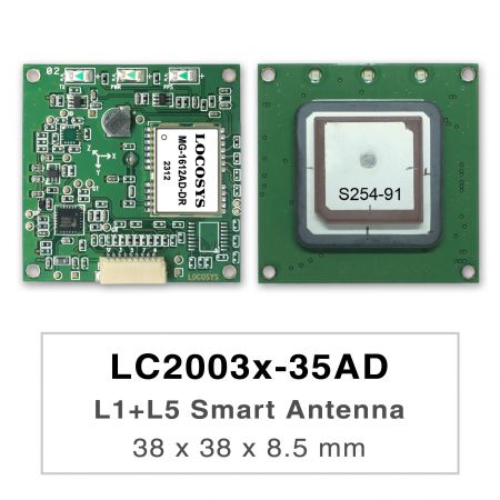 LC2003x-35AD - Los productos de la serie LC2003x-Vx son módulos de antena inteligente GNSS de doble banda de alto rendimiento, que incluyen una antena incorporada y circuitos receptores GNSS, diseñados para una amplia gama de aplicaciones de sistemas OEM.